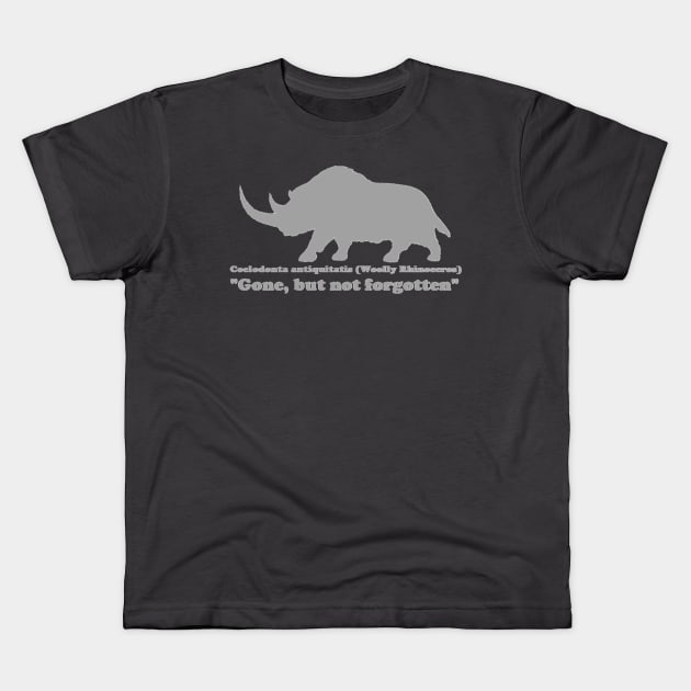 Coelodonta antiquitatis (Woolly Rhinoceros) Back Design Light Kids T-Shirt by dabblersoutpost